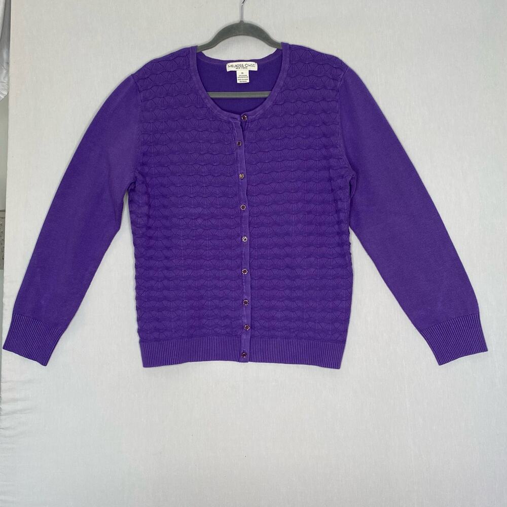 💎Melrose Chic New York Cardigan Sweater Womens XL Grape Jelly purple